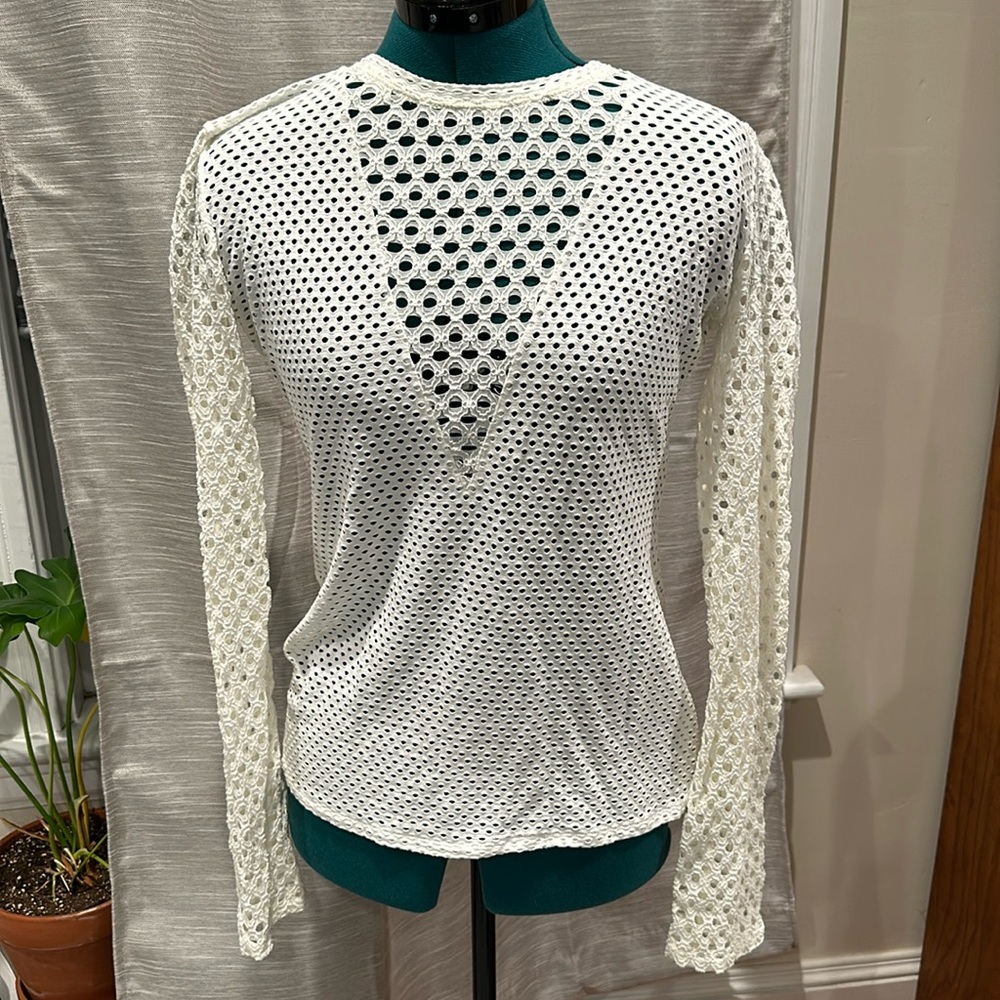 BCBG Maxazria - white eyelet shirt - L